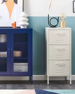 Comoda Com 3 Gavetas Em Metal Branco Wostok