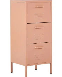 Comoda Com 3 Gavetas Em Metal Rosa Pessego Wostok