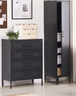 Comoda Com 4 Gavetas Em Metal Preto Enago