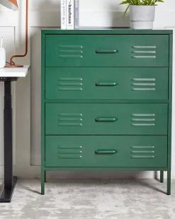 Comoda Com 4 Gavetas Em Metal Verde Enago