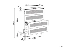 Comoda Com 4 Portas Em Rattan Castanho Claro Perote
