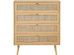 Comoda Com 4 Portas Em Rattan Castanho Claro Perote