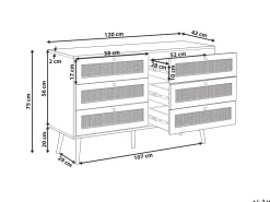 Comoda Com 6 Portas Em Rattan Castanho Claro Perote