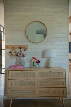 Comoda Com 6 Portas Em Rattan Castanho Claro Perote