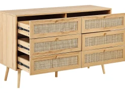 Comoda Com 6 Portas Em Rattan Castanho Claro Perote