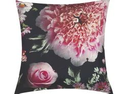 Conjunto 2 Almofadas Decorativas Com Flores Pretas E Rosa 45 X 45 Cm Hedera