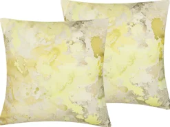 Conjunto 2 Almofadas Decorativas Com Padrao Abstrato Amarelo 45 X 45 Cm Pachira