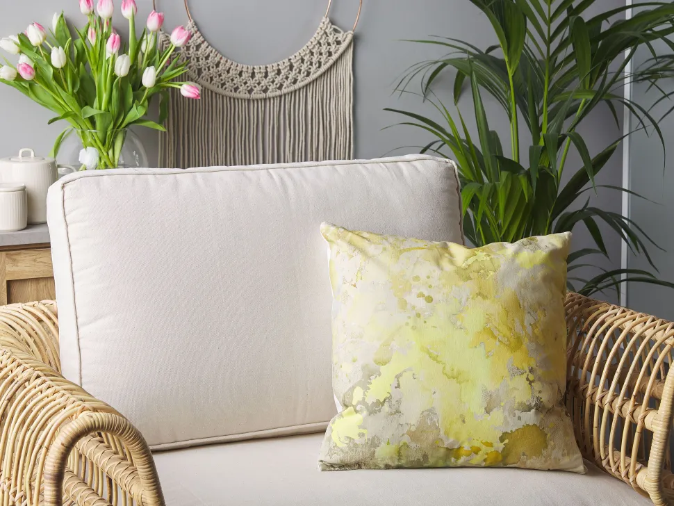 Conjunto 2 Almofadas Decorativas Com Padrao Abstrato Amarelo 45 X 45 Cm Pachira