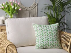 Conjunto 2 Almofadas Decorativas Brancas E Verdes 45 X 45 Cm Prunus