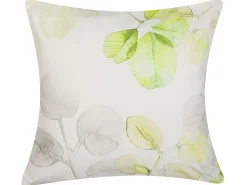 Conjunto 2 Almofadas Decorativas Brancas Com Folhas Verdes 45 X 45 Cm Peperomia