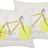 Conjunto 2 Almofadas Multicolor Com Motivo De Bicicleta 45 X 45 Cm Ruscus