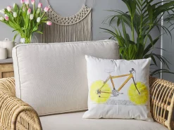 Conjunto 2 Almofadas Multicolor Com Motivo De Bicicleta 45 X 45 Cm Ruscus
