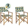 Conjunto 2 Cadeiras De Jardim Madeira Clara E 2 Lonas Cinzentas E Padrao Geometrico Cine