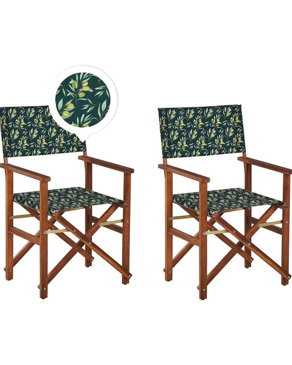 Conjunto 2 Cadeiras Madeira Escura E 2 Lonas Cinzentas E Padrao Oliveira Cine