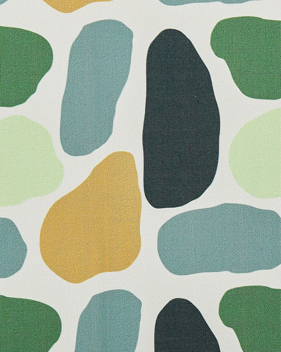 Conjunto 2 Cadeiras Madeira Clara E 2 Lonas Creme E Padrao Geometrico Cine