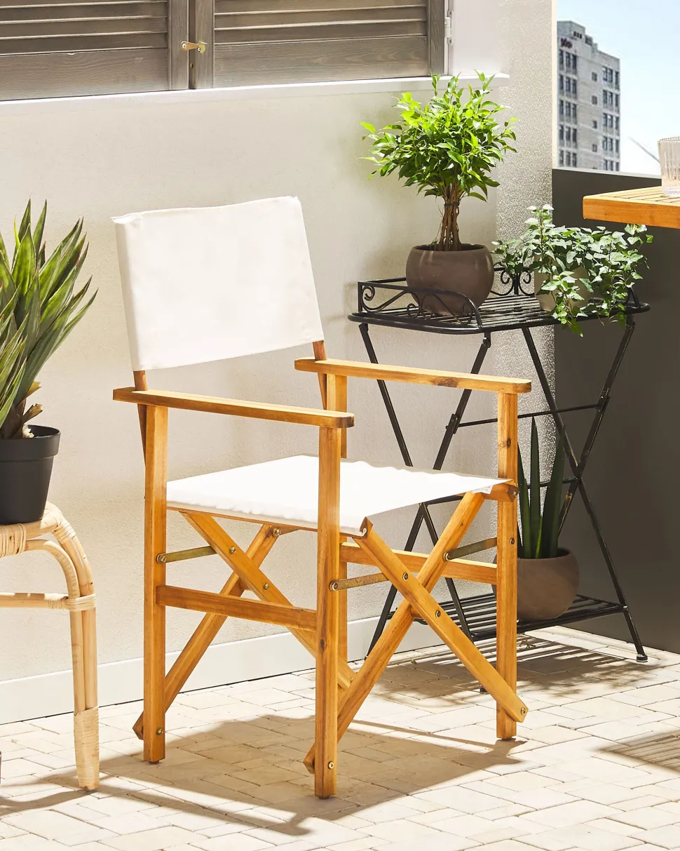 Conjunto 2 Cadeiras Madeira Clara E 2 Lonas Creme E Padrao Geometrico Cine