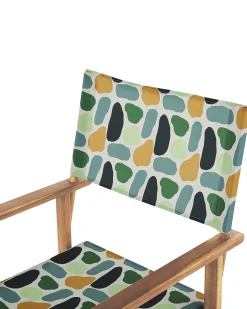 Conjunto 2 Cadeiras Madeira Clara E 2 Lonas Creme E Padrao Geometrico Cine