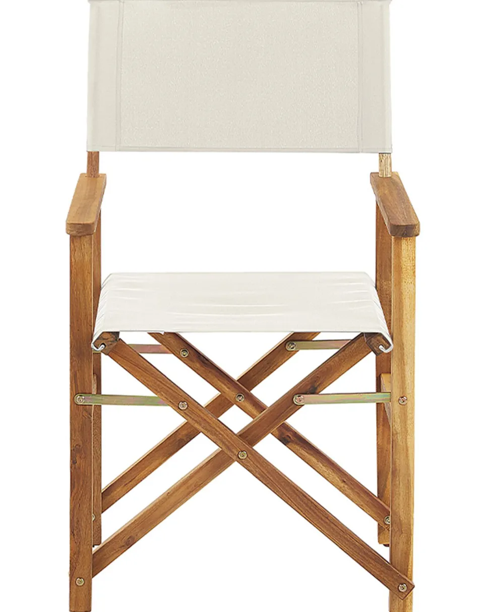 Conjunto 2 Cadeiras Madeira Clara E 2 Lonas Creme E Padrao Geometrico Cine