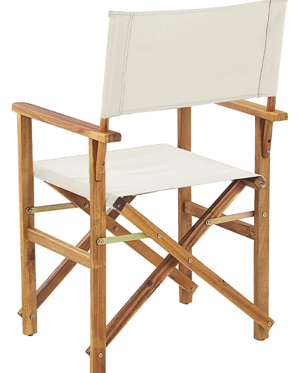 Conjunto 2 Cadeiras Madeira Clara E 2 Lonas Creme E Padrao Geometrico Cine