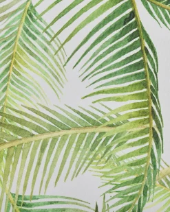 Conjunto 2 Cadeiras Madeira Clara E 2 Lonas Creme E Padrao Palmeiras Cine