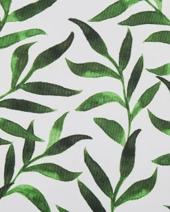 Conjunto 2 Cadeiras Madeira Clara E 2 Lonas Creme E Padrao Folha Cine