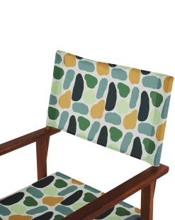 Conjunto 2 Cadeiras Madeira Escura E 2 Lonas Cinzentas E Padrao Geometrico Cine