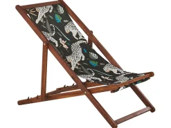 Conjunto 2 Espreguicadeiras Madeira E 2 Lonas Brancas E Padrao Animal Anzio