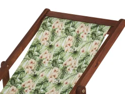 Conjunto 2 Espreguicadeiras Madeira Escura 2 Lonas Brancas E Padrao Folhas E Flores Anzio