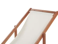 Conjunto 2 Espreguicadeiras Madeira Escura E 2 Lonas Brancas E Padrao Laranjas Anzio