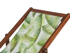 Conjunto 2 Espreguicadeiras Madeira Escura E 2 Lonas Brancas E Padrao Palmeira Anzio