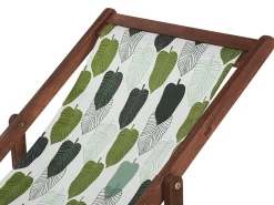 Conjunto 2 Espreguicadeiras Madeira Escura E 2 Lonas Brancas E Padrao Folha Anzio