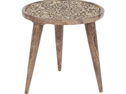 Conjunto 2 Mesas De Apoio Em Madeira Escura De Mango Ranja