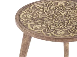 Conjunto 2 Mesas De Apoio Em Madeira Escura De Mango Ranja