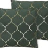 Conjunto De 2 Almofadas 45 X 45 Cm Em Verde E Detalhe Dourado Alyssum