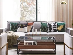 Conjunto De 2 Almofadas 45 X 45 Cm Em Verde E Detalhe Dourado Alyssum