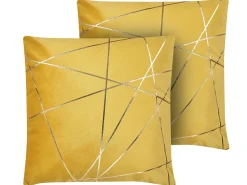 Conjunto De 2 Almofadas Amarelas 45 X 45 Cm Pinus