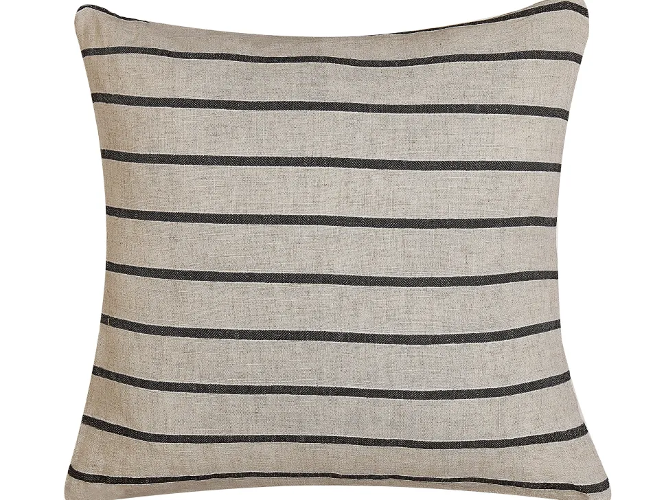 Conjunto De 2 Almofadas As Riscas Creme E Preto 43 X 43 Cm Cynara
