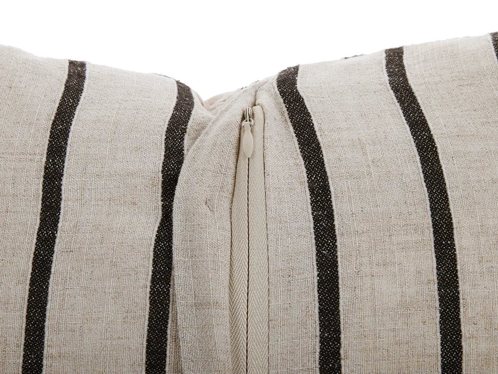 Conjunto De 2 Almofadas As Riscas Creme E Preto 43 X 43 Cm Cynara
