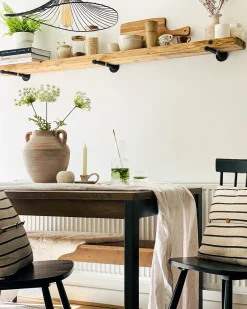 Conjunto De 2 Almofadas As Riscas Creme E Preto 43 X 43 Cm Cynara