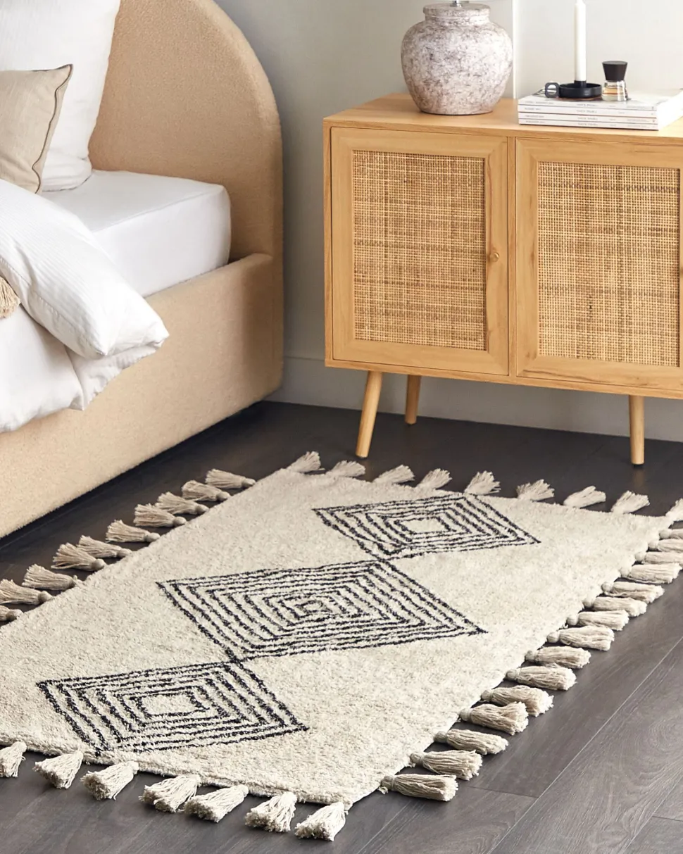 Conjunto De 2 Almofadas As Riscas Creme E Preto 43 X 43 Cm Cynara