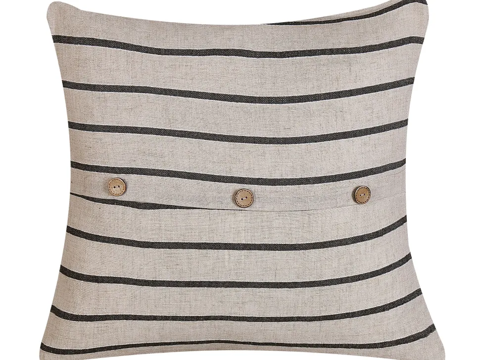 Conjunto De 2 Almofadas As Riscas Creme E Preto 43 X 43 Cm Cynara
