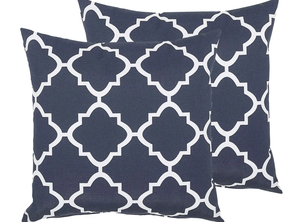 Conjunto De 2 Almofadas Azuis 40 X 40 Cm Sofades