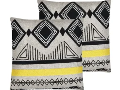 Conjunto De 2 Almofadas Bordadas Multicolor 45 X 45 Cm Taxus