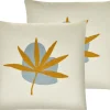 Conjunto De 2 Almofadas Bordadas Laranja 45 X 45 Cm Davallia
