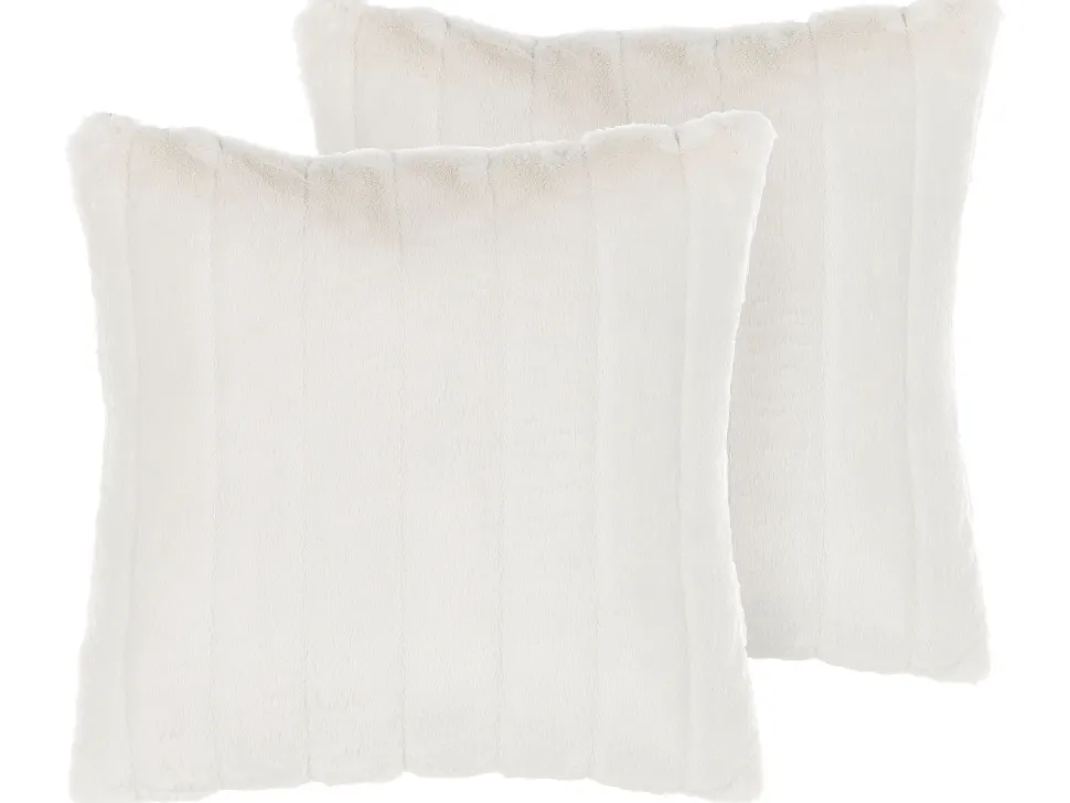 Conjunto De 2 Almofadas Brancas Com Pelo 45 X 45 Cm Pumila