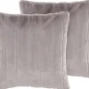 Conjunto De 2 Almofadas Cinzentas Claras Com Pelo 45 X 45 Cm Pumila