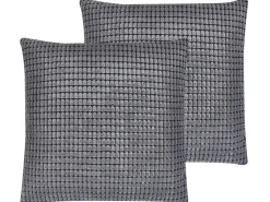 Conjunto De 2 Almofadas Cinzento Escuro 45 X 45 Cm Aspidistra