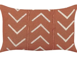 Conjunto De 2 Almofadas Com Padrao Geometrico Em Algodao Laranja 35 X 55 Cm Albium