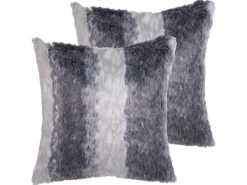 Conjunto De 2 Almofadas Com Pelo Castanho Escuro 45 X 45 Cm Hordeum