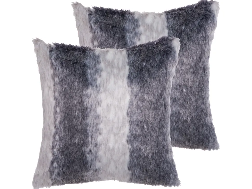 Conjunto De 2 Almofadas Com Pelo Castanho Escuro 45 X 45 Cm Hordeum